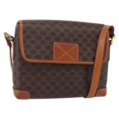 Celine Vintage Macadam Shoulder Bag Canvas and Leather, BROWN, CANVAS, Shoulder bag