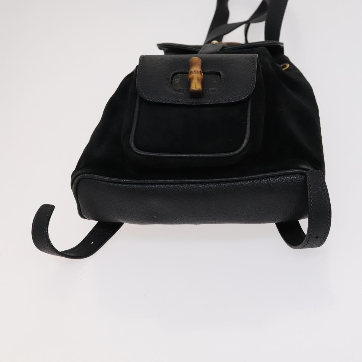 Gucci Gucci bamboo backpack daim, Black, Suede, Backpack