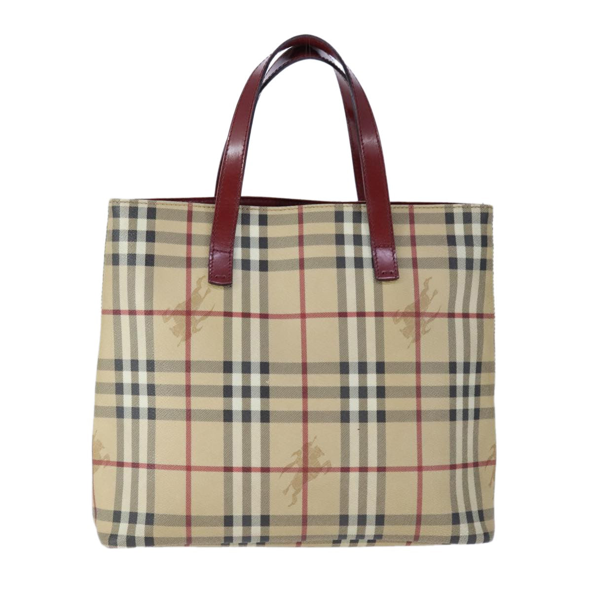 Burberry Top Handle Tote Haymarket Coated Canvas, BEIGE, PVC, Tote bag