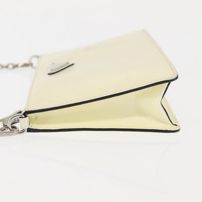 Prada Chain Crossbody Bag Vernice Saffiano Leather, WHITE, LEATHER, Shoulder bag