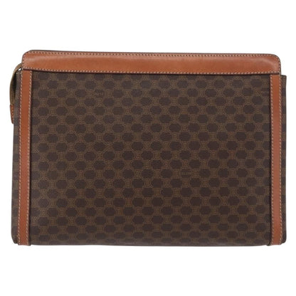 Celine Macadam Pochette Canvas and Leather, BROWN, CANVAS, Clutche & pouche