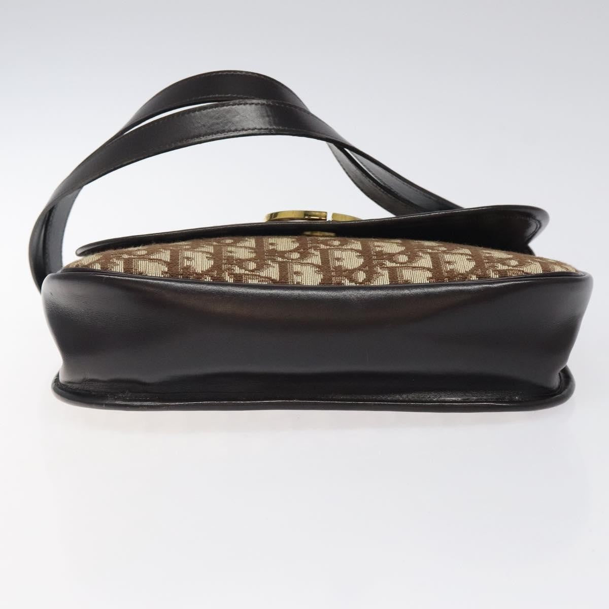 Christian Dior Vintage CD Flap Shoulder Bag Canvas, BROWN, CANVAS, Shoulder bag