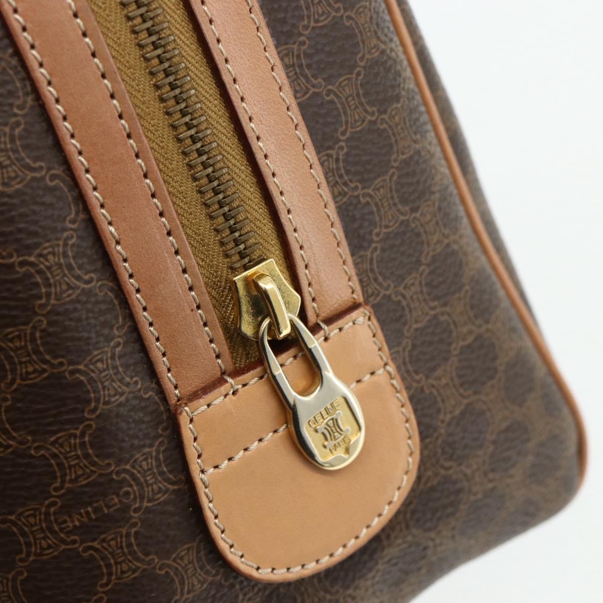 Celine Vintage Macadam Boston bag Canvas and Leather, Brown, Canvas, Handbag