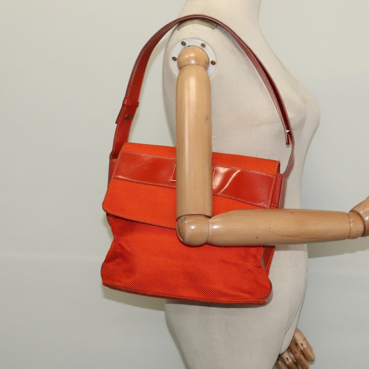 Celine Shoulder Bag Canvas, ORANGE, CANVAS, Shoulder bag