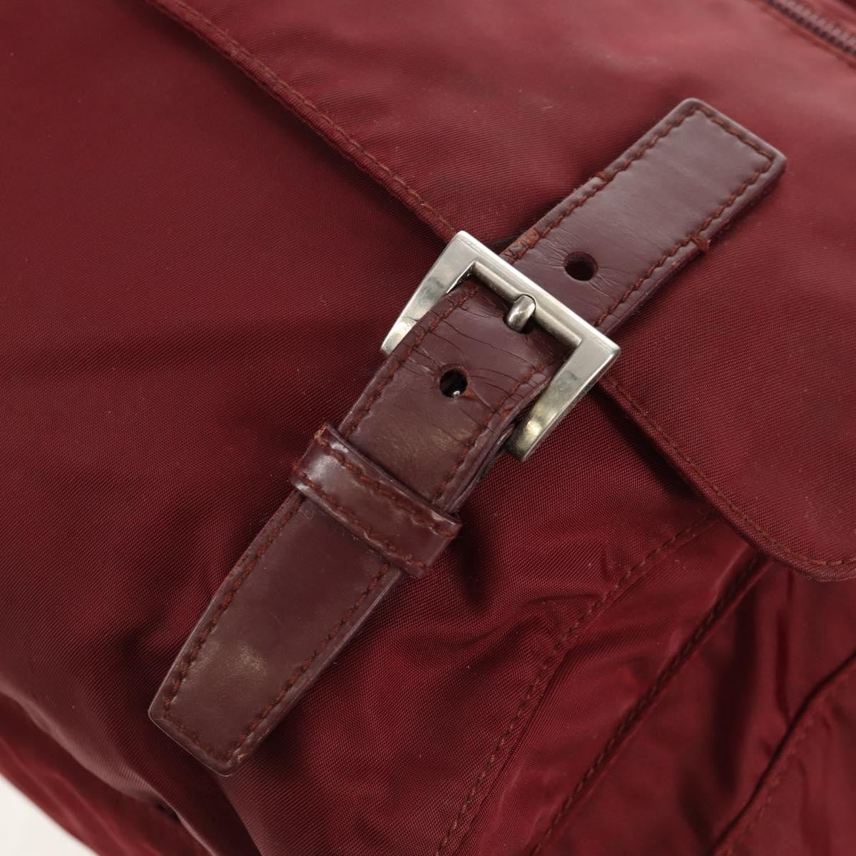 Prada Double Buckle Flap Messenger Bag Tessuto, BURGUNDY, NYLON, Shoulder bag