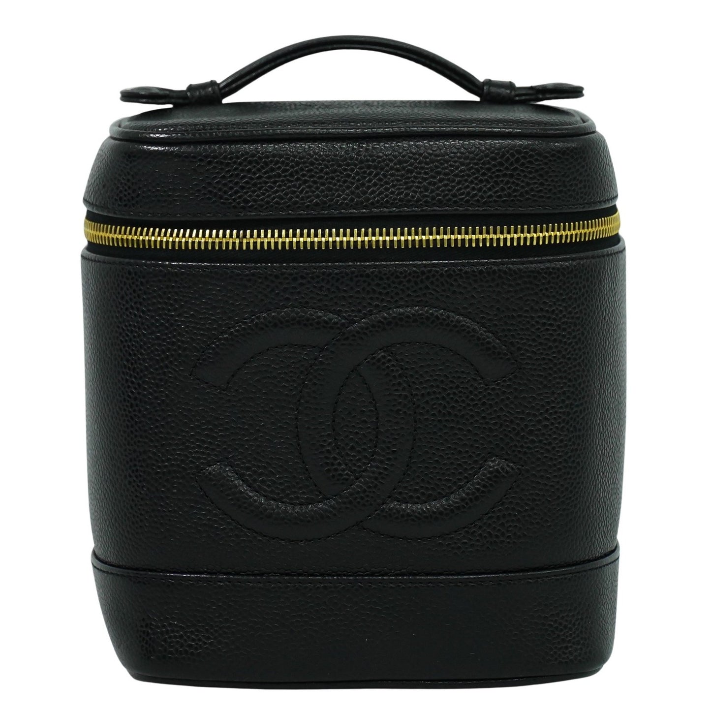 Chanel Vanity pouch Leather, BLACK, LEATHER, Toiletry Case