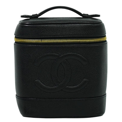 Chanel Vanity pouch Leather, BLACK, LEATHER, Toiletry Case