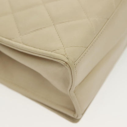 Chanel Vintage CC Full Flap Bag Quilted Lambskin, BEIGE, LEATHER, Shoulder bag