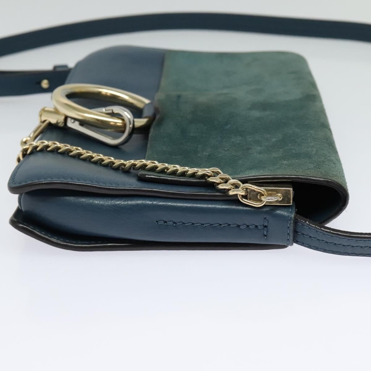 Chloe Faye Crossbody Leather and Suede, Blue, Suede, Handbag
