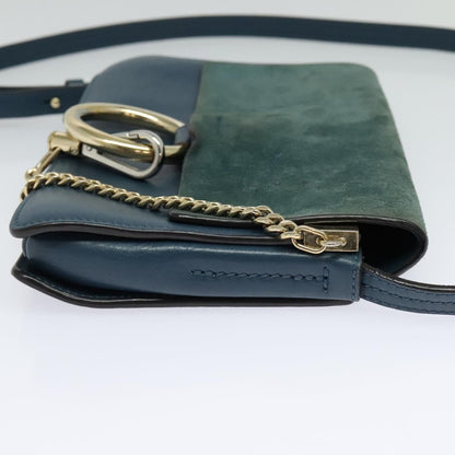 Chloe Faye Crossbody Leather and Suede, Blue, Suede, Handbag