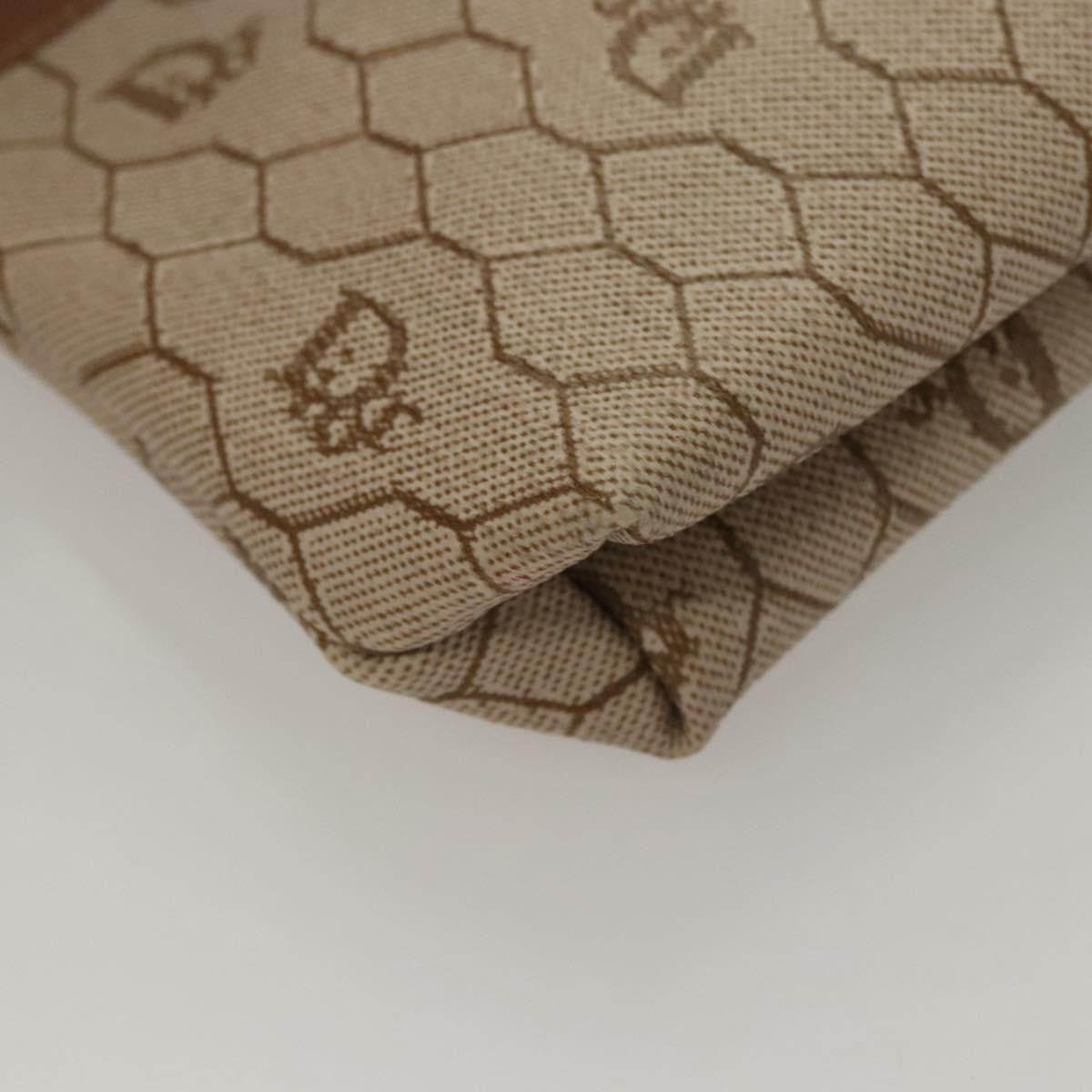 Christian Dior Vintage Honeycomb Zip Pouch Coated Canvas, BEIGE, PVC, Clutche & pouche