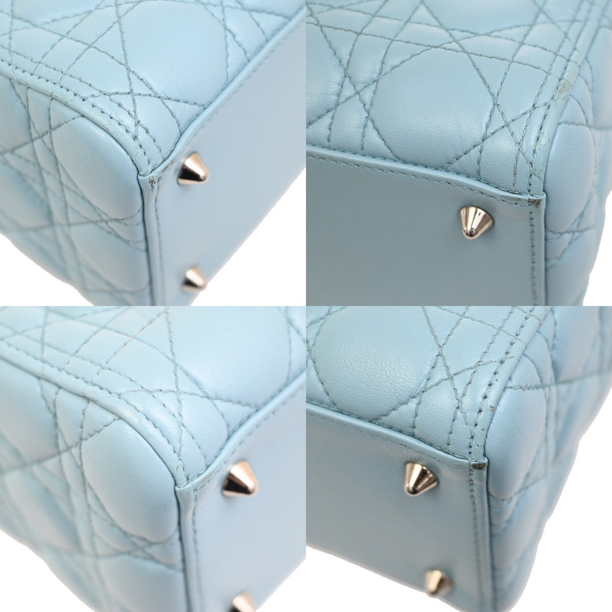 Christian Dior Lady Dior Bag Leather, BLUE, LEATHER, Handbag