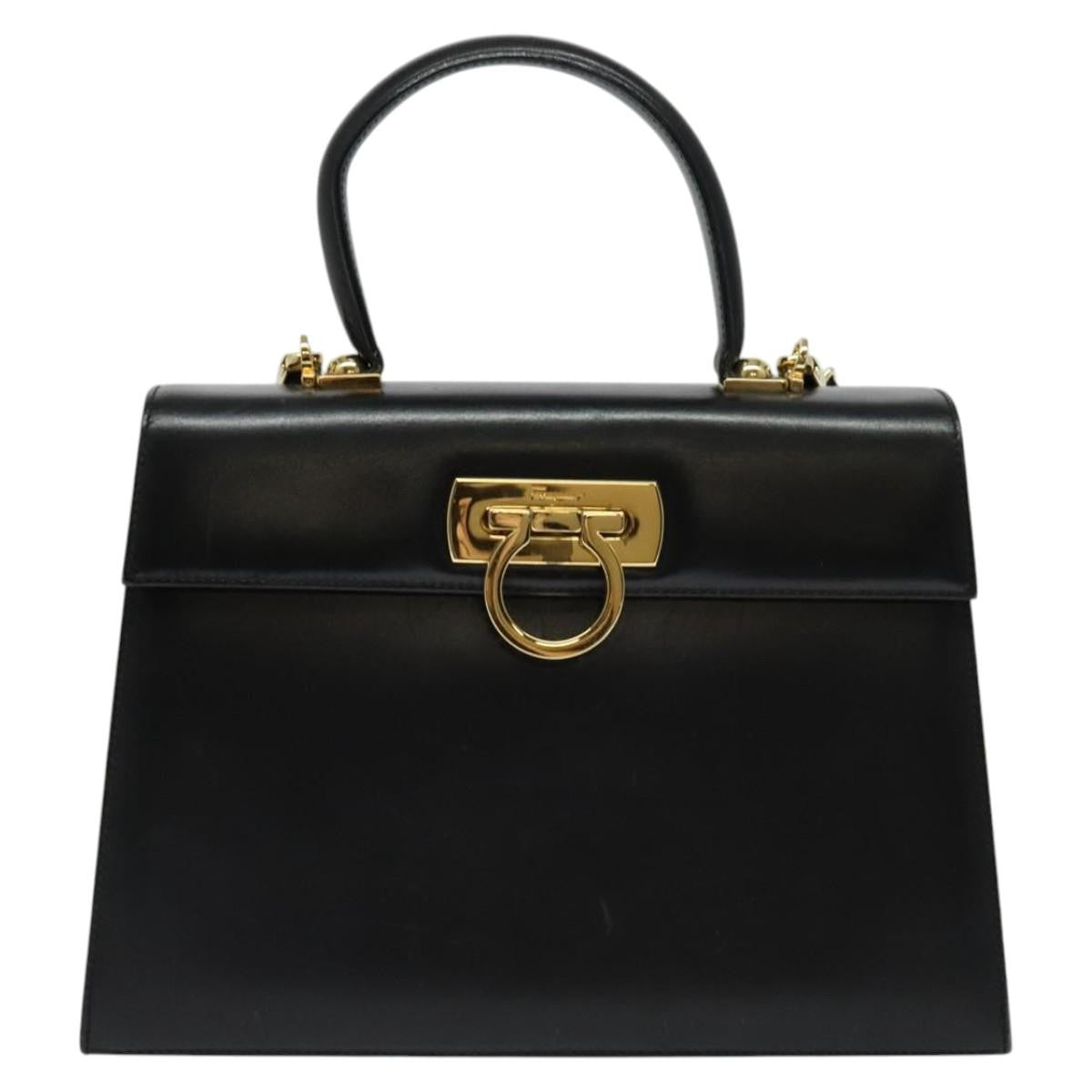 Salvatore Ferragamo Gancini Tote Leather, BLACK, LEATHER, Tote bag