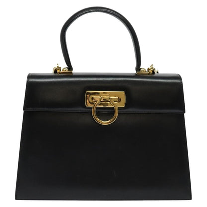 Salvatore Ferragamo Gancini Tote Leather, BLACK, LEATHER, Tote bag