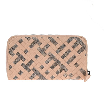 Bottega Veneta Intrecciato Long Zip  Wallet Leather, PINK, LEATHER, Wallets