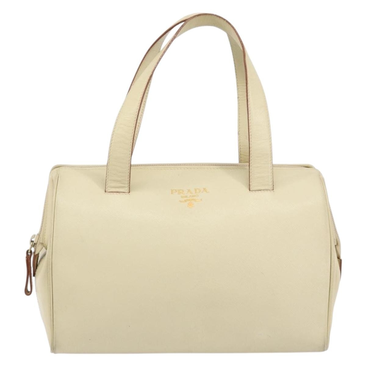Prada Vintage Handbag Leather, BEIGE, LEATHER, Handbag