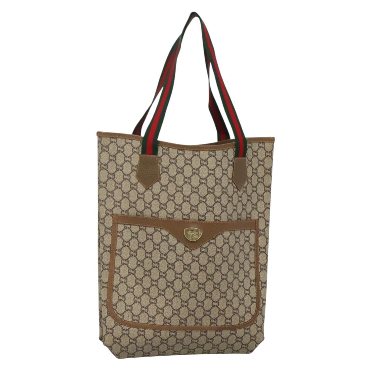 Gucci Vintage Web Strap Tote GG Coated Canvas, BEIGE, CANVAS, Tote bag