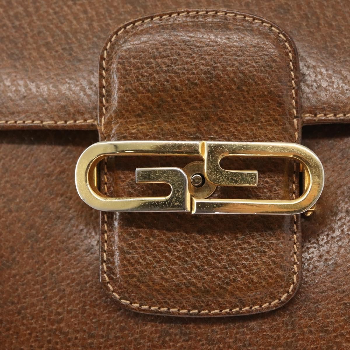 Gucci Vintage Flap Shoulder Bag Leather, BROWN, LEATHER, Shoulder bag
