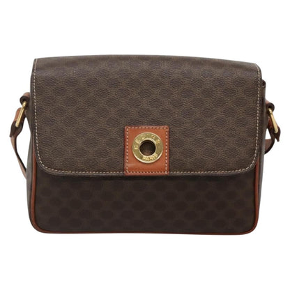 Celine Vintage Macadam Shoulder Bag Canvas and Leather, BROWN, CANVAS, Shoulder bag