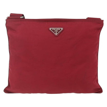 Prada Zip Top Messenger Bag Tessuto, RED, NYLON, Shoulder bag