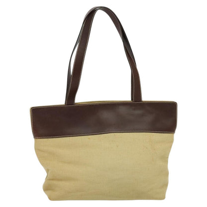 Chanel Vintage CC Tote Canvas with Leather, BEIGE, CANVAS, Tote bag