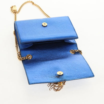 Saint Laurent Classic Monogram Tassel Crossbody Bag Leather, BLUE, LEATHER, Shoulder bag