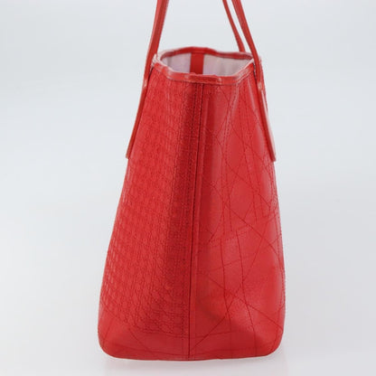 Christian Dior Panarea Tote Printed Cannage Quilt Canvas, RED, CANVAS, Tote bag