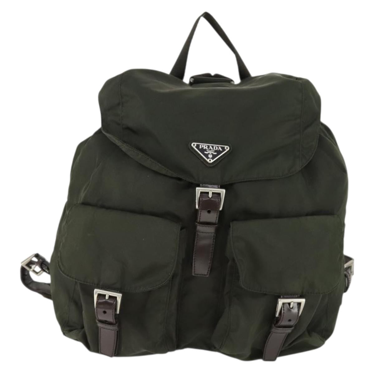 Prada Double Front Pocket Backpack Tessuto, KHAKI, NYLON, Backpack