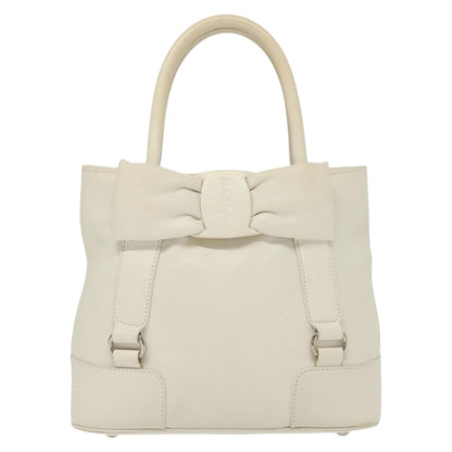 Salvatore Ferragamo Vala Leather, WHITE, LEATHER, Handbag