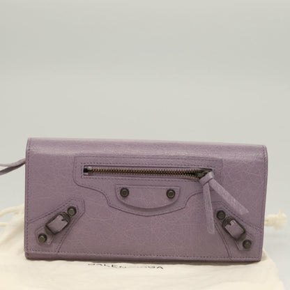 Balenciaga Classic Continental Zip Around Wallet Leather, PURPLE, LEATHER, Wallets