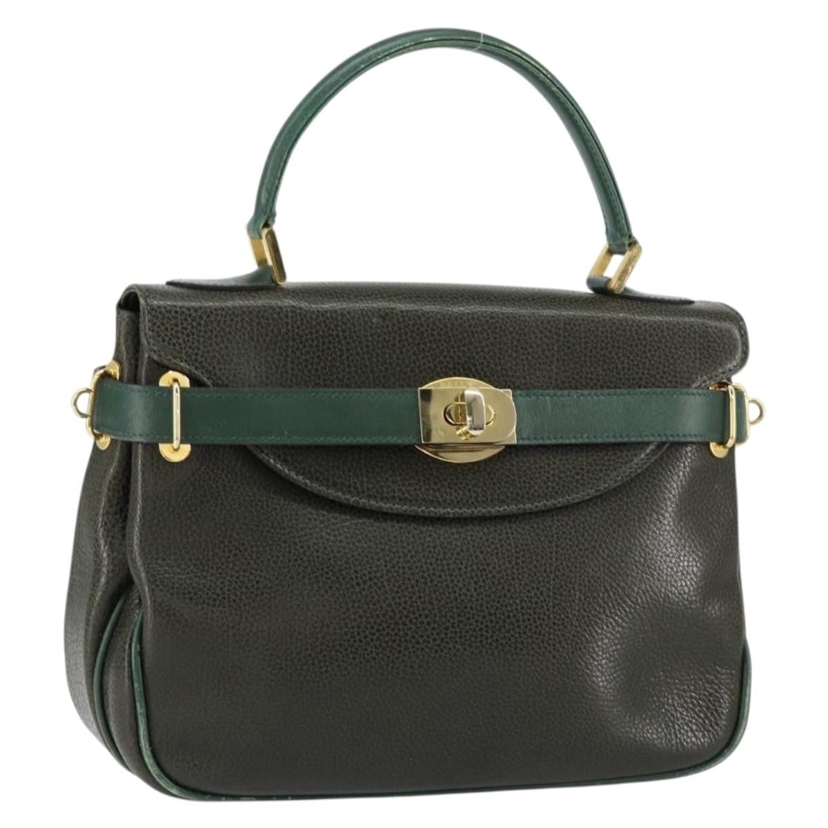 Bally Vintage Handbag Leather, KHAKI, LEATHER, Handbag