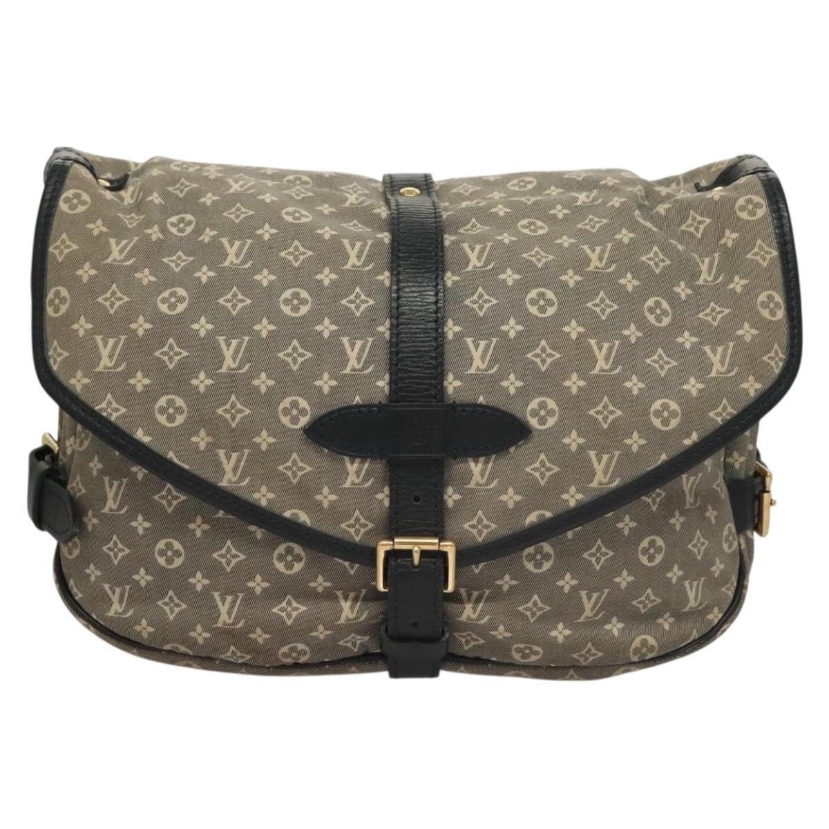 Louis Vuitton Saumur Handbag Monogram Idylle, GRAY, CANVAS, Handbag