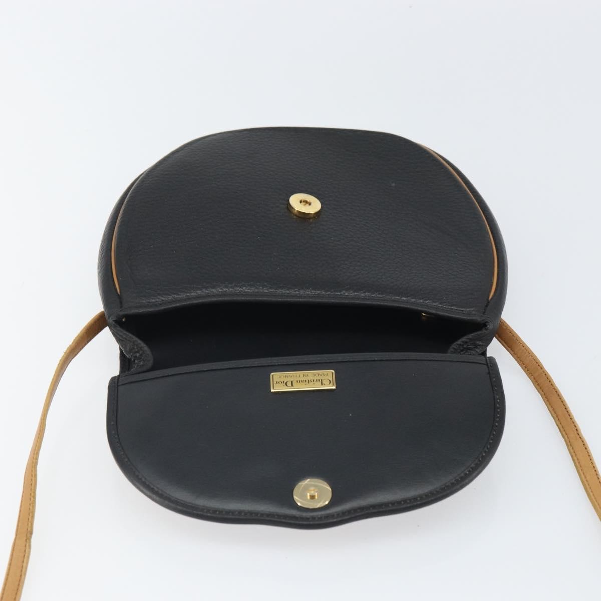Christian Dior Vintage CD Flap Shoulder Bag Leather, BLACK, LEATHER, Shoulder bag