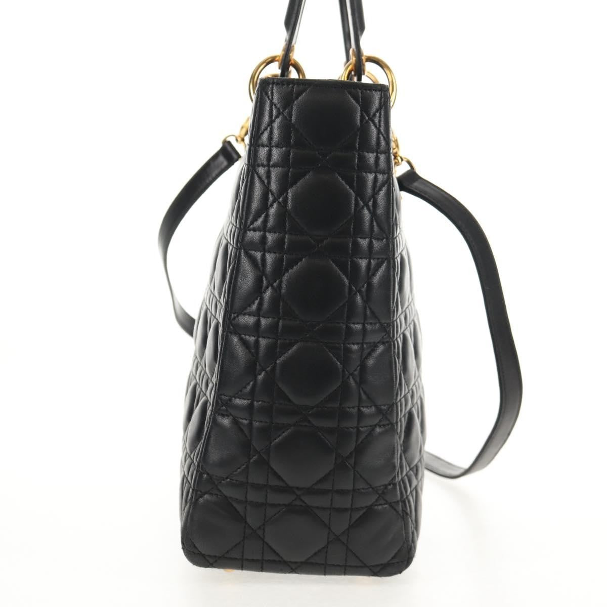 Christian Dior Vintage Lady Dior Bag Cannage Quilt Lambskin, BLACK, LEATHER, Handbag