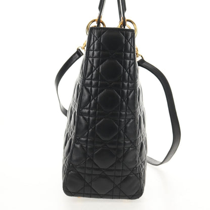 Christian Dior Vintage Lady Dior Bag Cannage Quilt Lambskin, BLACK, LEATHER, Handbag