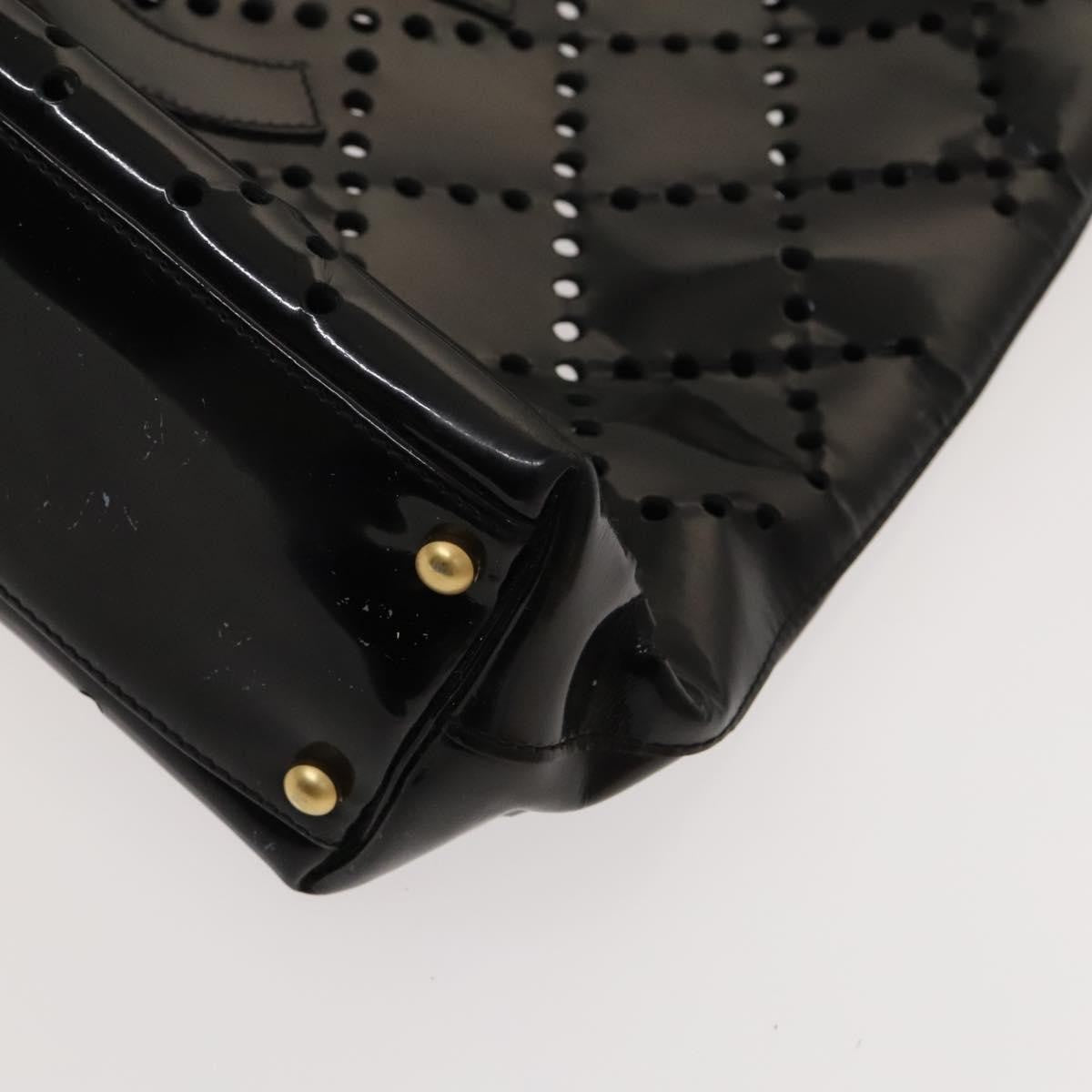 Chanel CC Chain Tote Perforated Patent, BLACK, PATENT_LEATHER, Tote bag