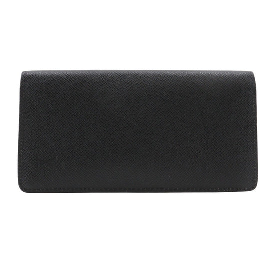 Louis Vuitton Brazza Long Bifold wallet Taiga Leather, BLACK, LEATHER, Wallets