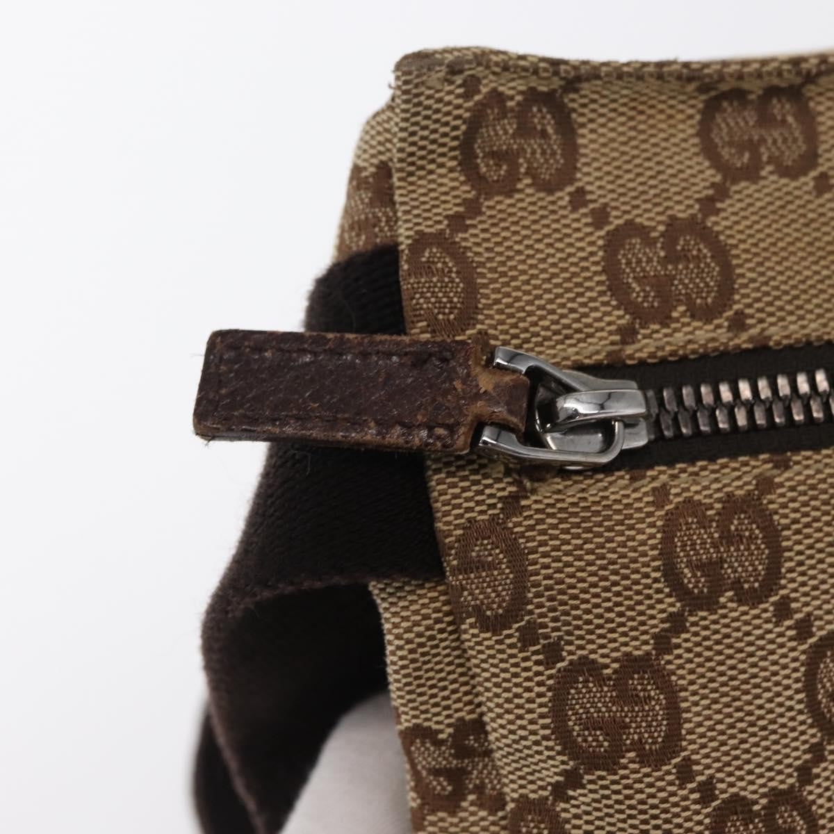 Gucci Vintage Double Belt Bag GG Canvas with Leather, BEIGE, CANVAS, Clutche & pouche