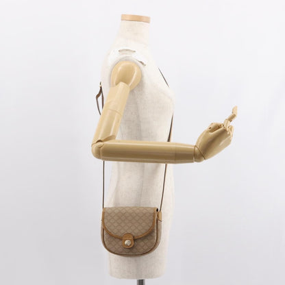Celine Vintage Macadam Shoulder Bag Canvas and Leather, BEIGE, CANVAS, Shoulder bag