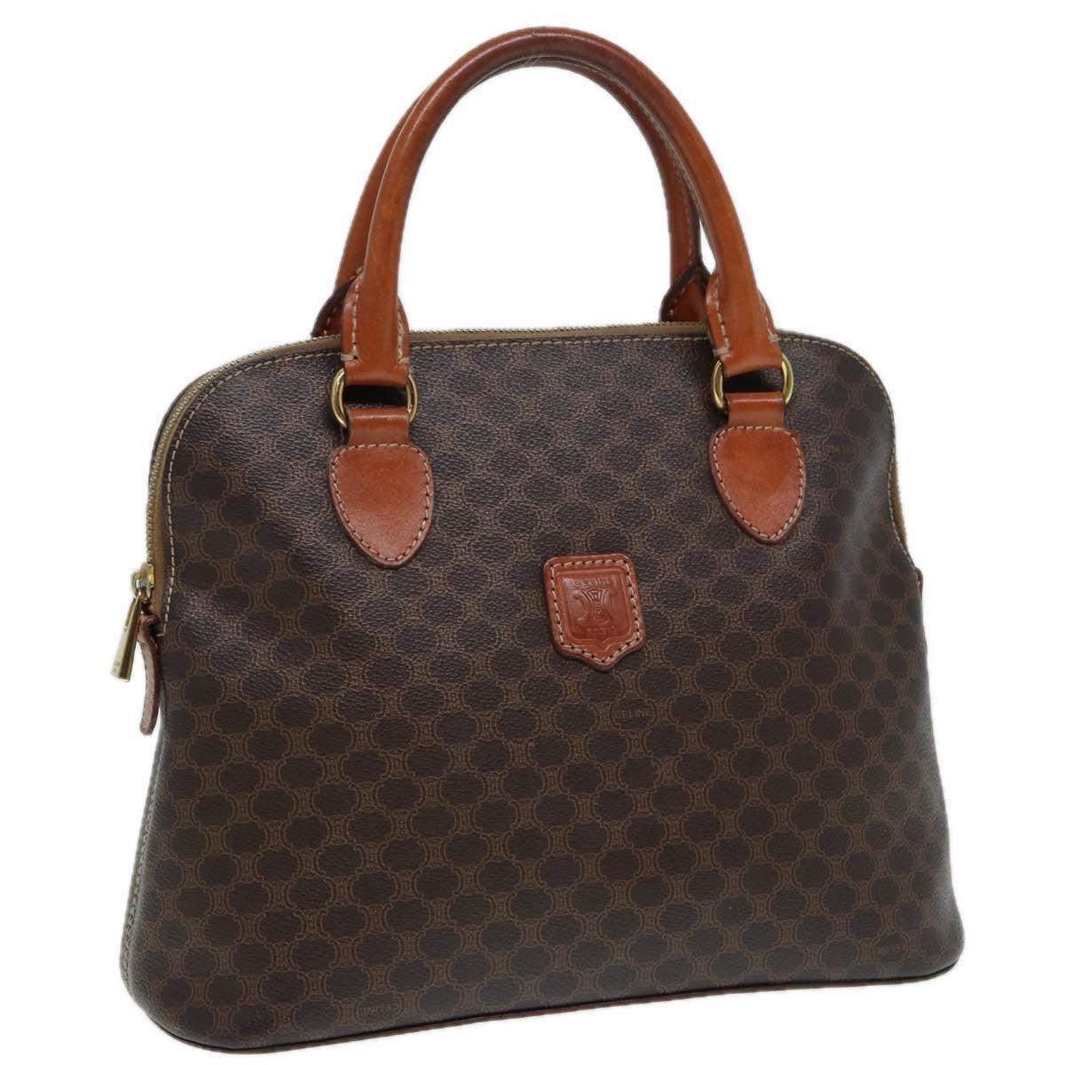 Celine Vintage Macadam Handbag Canvas, BROWN, CANVAS, Handbag