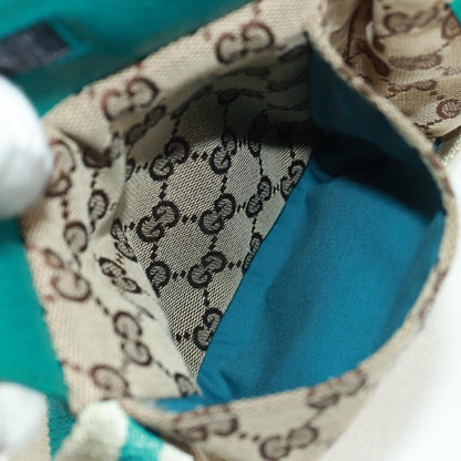 Gucci Vintage Double Belt Bag GG Canvas with Leather, Beige, Canvas, Shoulder Bag