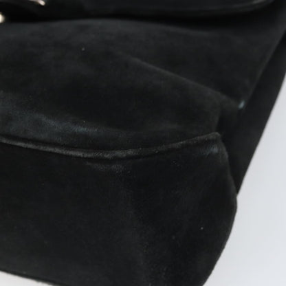Salvatore Ferragamo Vala Shoulder Bag Suede, BLACK, SUEDE, Shoulder bag