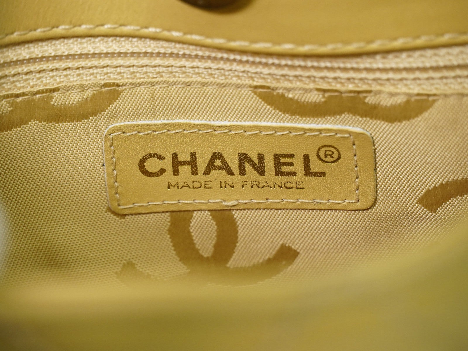 Chanel Surpique Tote Quilted Leather, BEIGE, LEATHER, Tote bag