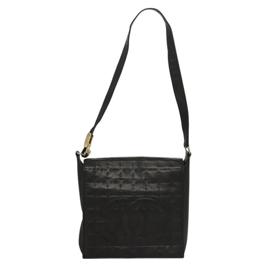 Chanel Chocolate Bar CC Shoulder Bag Quilted Leather, Black, Leather, Shoulder Bag