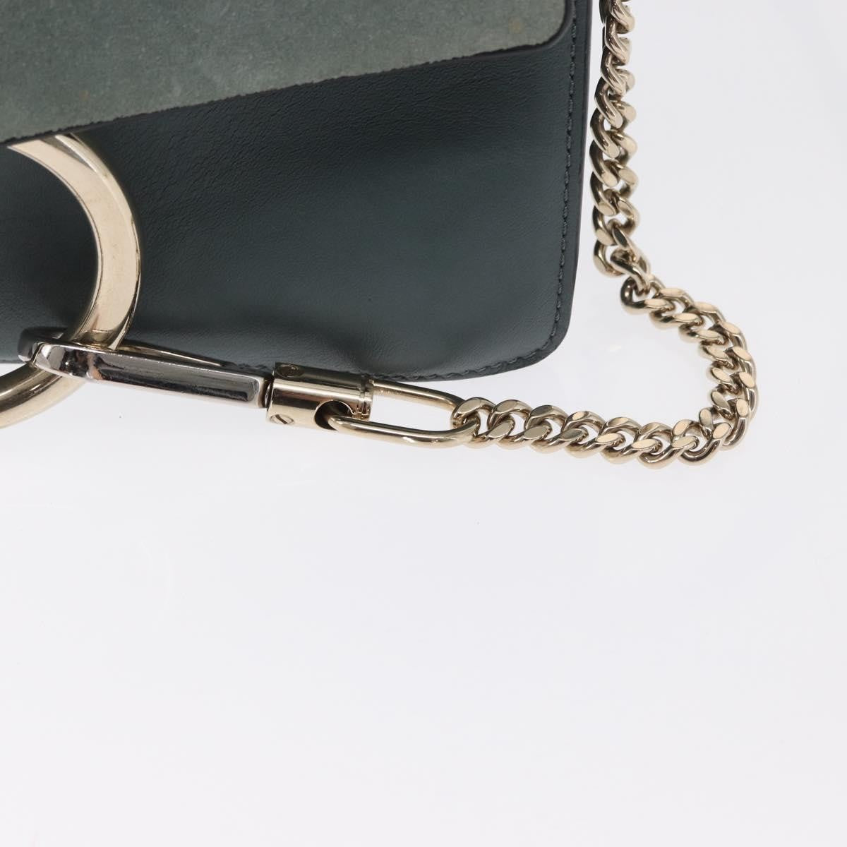 Chloe Faye Shoulder Bag Leather and Suede, GREEN, LEATHER, Shoulder bag