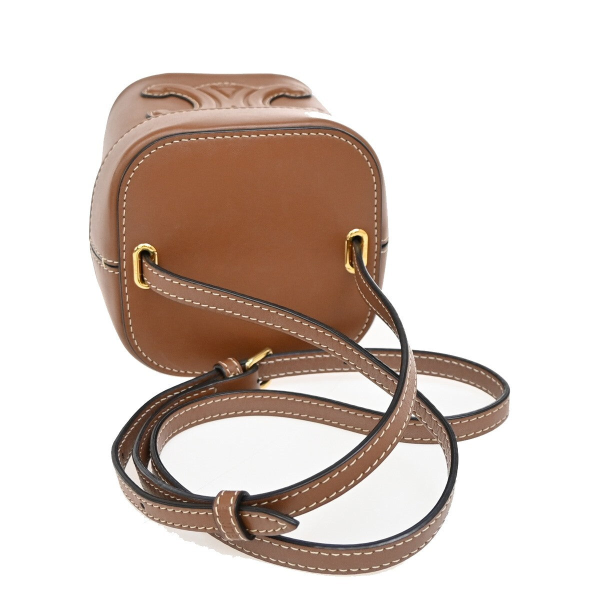 Celine Cuir Triomphe Box Bag Leather, BROWN, LEATHER, Handbag