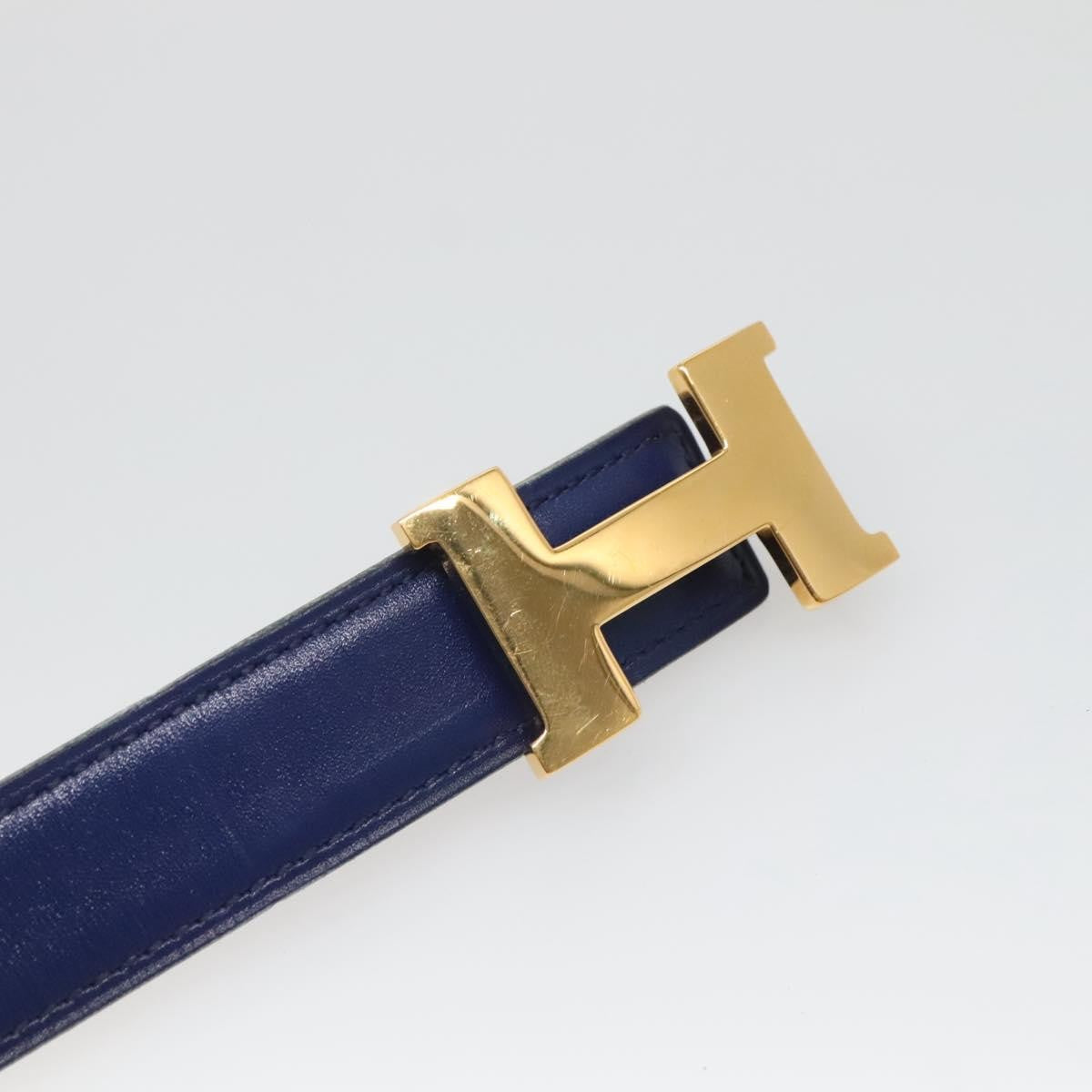 Hermes Constance Belt Leather, BLUE, LEATHER, Belts