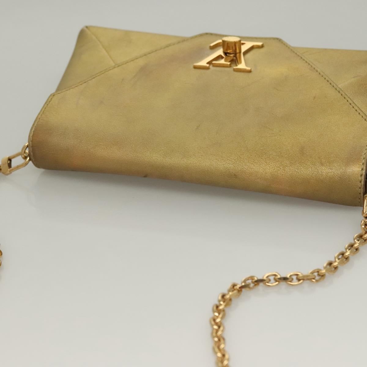 Louis Vuitton Love Note Chain Clutch Leather, GOLD, LEATHER, Clutche & pouche