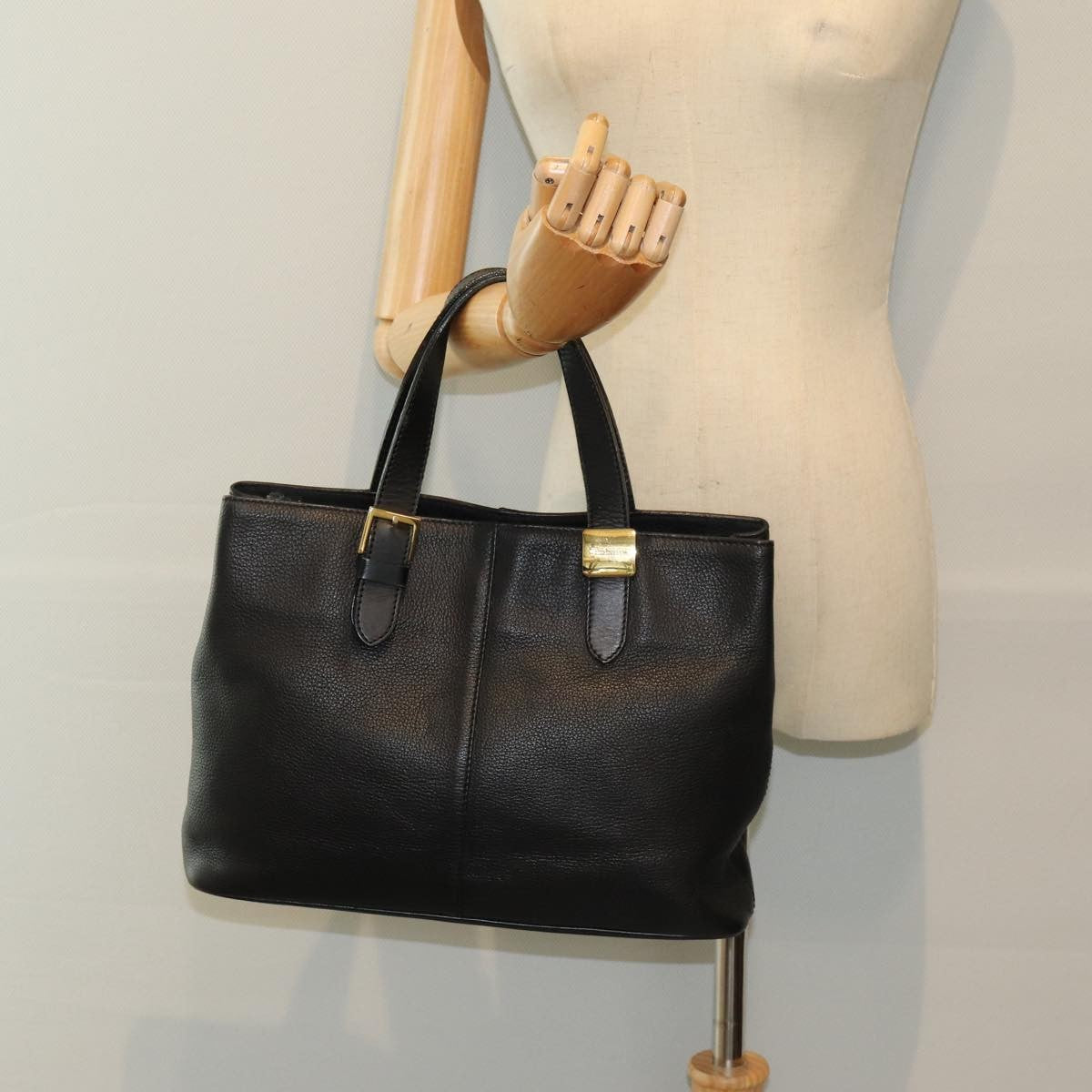 Burberry Vintage Handbag Leather, BLACK, LEATHER, Handbag
