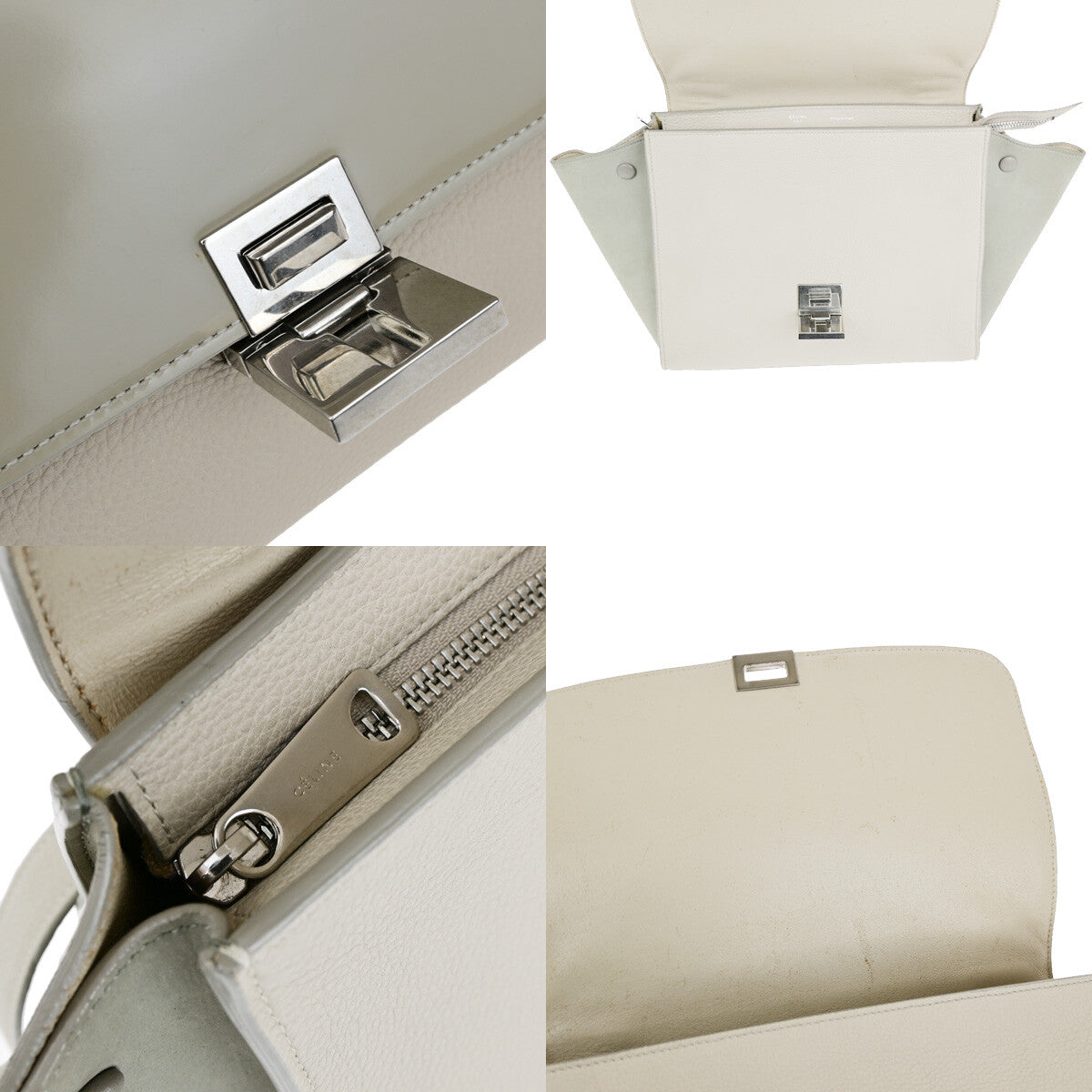 Celine Trapeze Bag Leather, BEIGE, LEATHER, Handbag